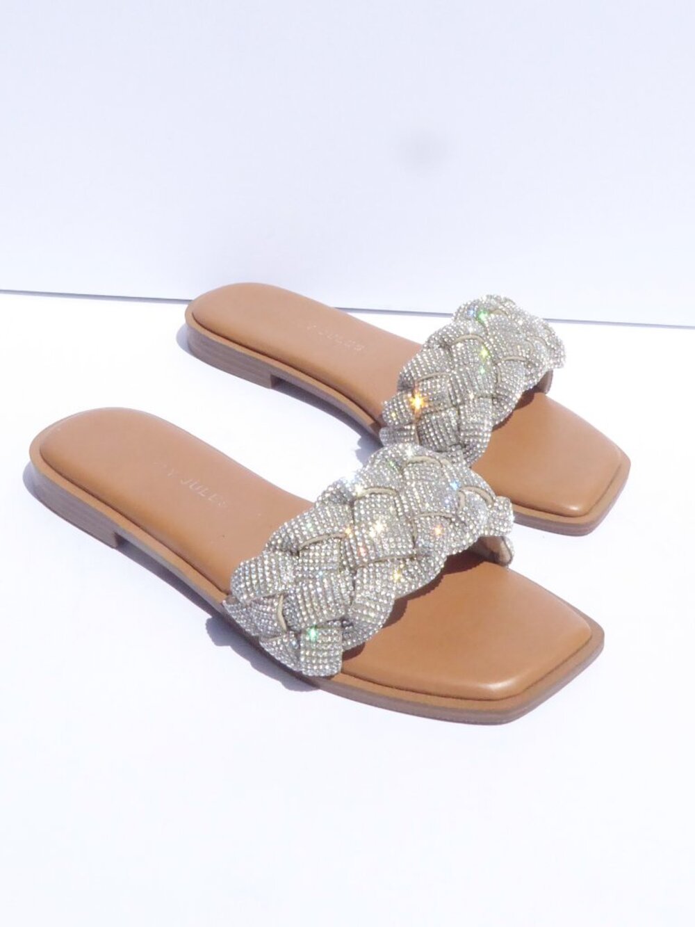 Sincerely Jules braided chunky wide rhinestone fisk sandals women's size 8